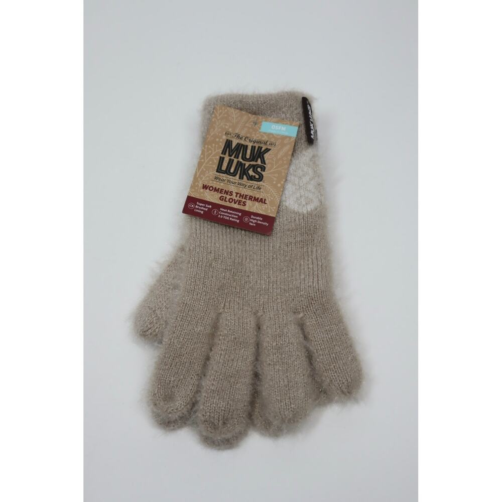 Muk Luks  Women’s Thermal Gloves‎ Beige and White